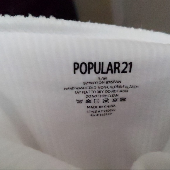 White Ribbed Short Sleeve Top - Picture 3 of 3